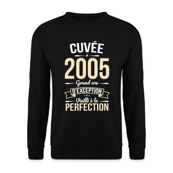 Anniversaire 20 ans - Cuvée 2005 - Cadeau Humour - Sweat-shirt Unisexe - noir - Devant - Alina (178cm) & Michal (187cm)