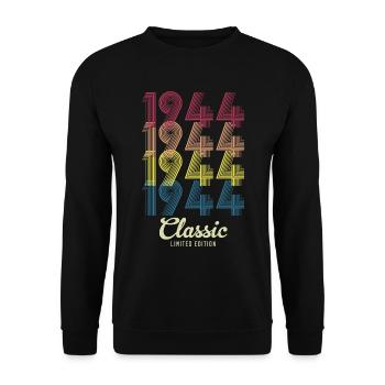 1944 Geburtstag geboren im Jahr 1944 Retro Vintage - Unisex Pullover - Schwarz - Vorne - Alina (178cm) & Michal (187cm)