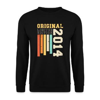 Original 2014 Jahrgang Retro Geburtstag Geschenk - Unisex Pullover - Schwarz - Vorne - Alina (178cm) & Michal (187cm)