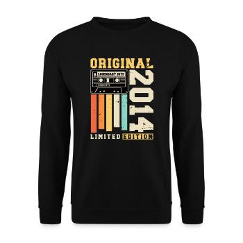 Original 2014 Jahrgang Retro Geburtstag Geschenk - Unisex Pullover - Schwarz - Vorne - Alina (178cm) & Michal (187cm)