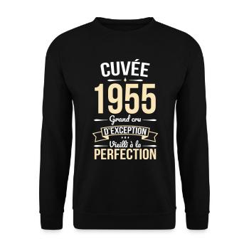 70th Anniversary - Cuvée 1955 - Humour Gift - Unisex Sweatshirt - black - Front - Alina (178cm) & Michal (187cm)
