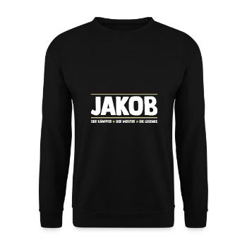 Jakob - Unisex Pullover - Schwarz - Vorne - Alina (178cm) & Michal (187cm)