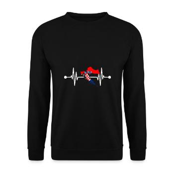 Kroaten Kroate Kroatin Hrvatska Herzschlag Kroatie - Unisex Pullover - Schwarz - Vorne - Alina (178cm) & Michal (187cm)