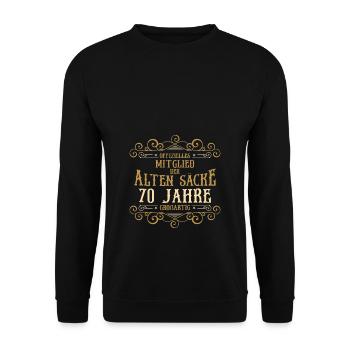 Mitglied Alte Säcke 70 Jahre großartig - Unisex Pullover - Schwarz - Vorne - Alina (178cm) & Michal (187cm)