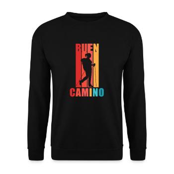 Buen Camino Woman Of Way of St. James Pilgrim Spain - Unisex Sweatshirt - black - Front - Alina (178cm) & Michal (187cm)