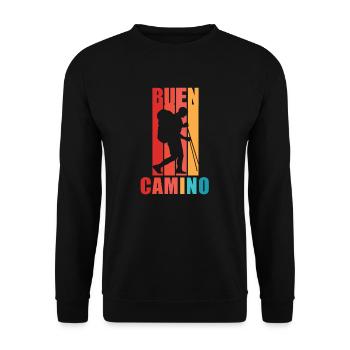 Buen Camino Men as Pilgrims on the Way of St. James - Unisex Sweatshirt - black - Front - Alina (178cm) & Michal (187cm)