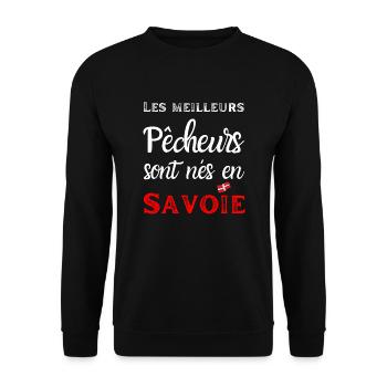 Les meilleurs pêcheurs sont nés en Savoie, humour - Sweat-shirt Unisexe - noir - Devant - Alina (178cm) & Michal (187cm)