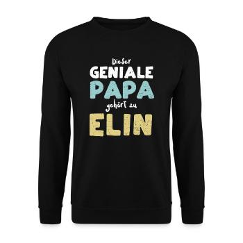 Dieser Geniale Papa Gehört Zu Elin - Unisex Pullover - Schwarz - Vorne - Alina (178cm) & Michal (187cm)