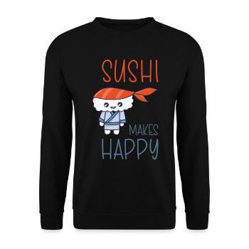 Kawaii Japanese Food Salmon Salmon Sushi Roll - Sweat-shirt Unisexe - noir - Devant - Alina (178cm) & Michal (187cm)