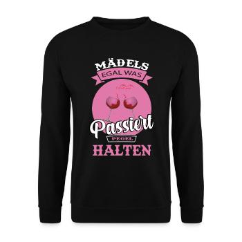 Mädels Egal Was Passiert Pegel Halten - Sweat-shirt Unisexe - noir - Devant - Alina (178cm) & Michal (187cm)