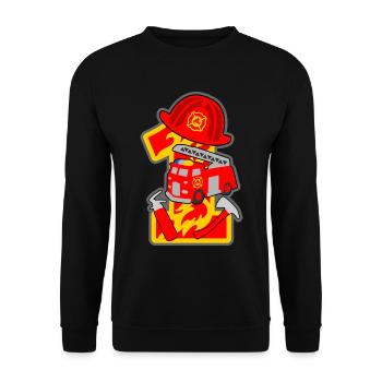 Firefighter 1st birthday party number 1 - 1 year - Unisex Sweatshirt - black - Front - Alina (178cm) & Michal (187cm)