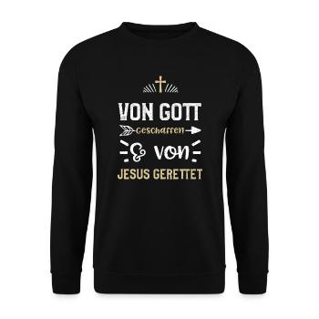 Von Gott Geschaffen & Von Jesus... - Unisex Pullover - Schwarz - Vorne - Alina (178cm) & Michal (187cm)