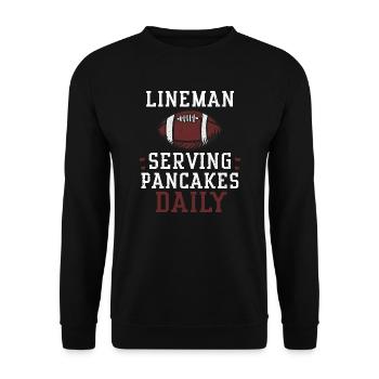 Lineman Serving Pancakes Daily - Unisex Pullover - Schwarz - Vorne - Alina (178cm) & Michal (187cm)