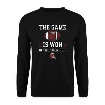 The game is won in the trenches - Unisex Sweatshirt - black - Front - Alina (178cm) & Michal (187cm)