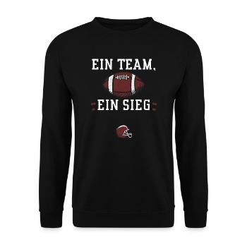 Ein Team, ein Sieg - Football - Unisex Pullover - Schwarz - Vorne - Alina (178cm) & Michal (187cm)