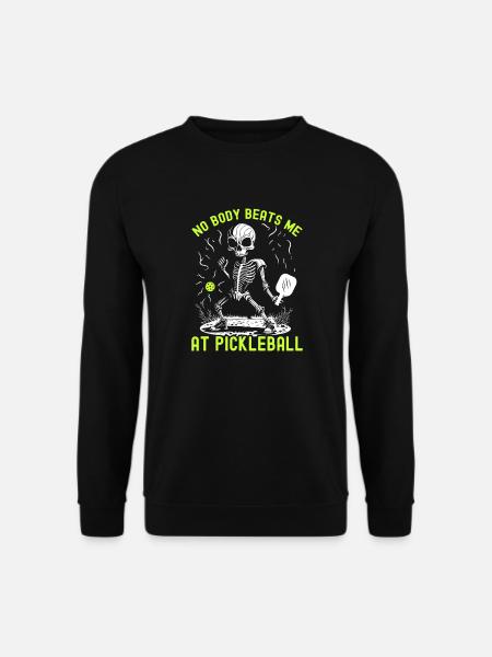 Spooky Pickleball Halloween Skeleton - Unisex Sweatshirt - black