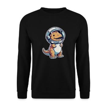 Funny Space Dino Astronaut - Unisex Sweatshirt - black - Front - Alina (178cm) & Michal (187cm)