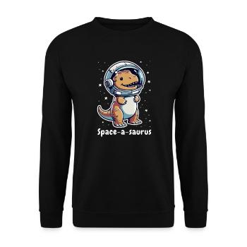 Space-a-saurus Funny Space Dino Astronaut Kids - Unisex Sweatshirt - black - Front - Alina (178cm) & Michal (187cm)