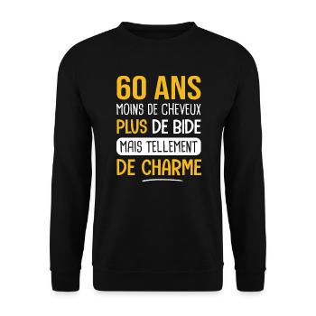 60 ans cadeau d'anniversaire 60 ans charmant - Sweat-shirt Unisexe - noir - Devant - Alina (178cm) & Michal (187cm)