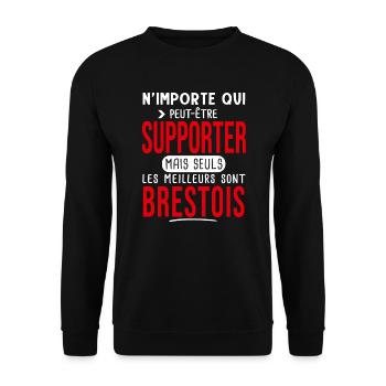 Brest Brestois supporter football brestois 29 - Sweat-shirt Unisexe - noir - Devant - Alina (178cm) & Michal (187cm)