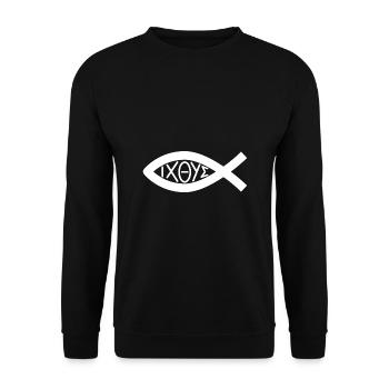 Symbole du poisson Chrétiens - Eglise - Foi - Sweat-shirt Unisexe - noir - Devant - Alina (178cm) & Michal (187cm)