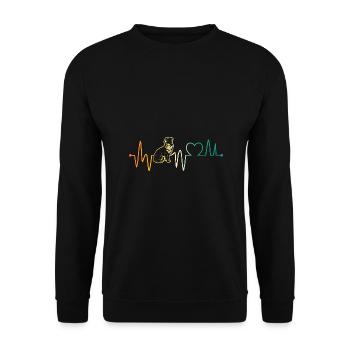 Herzschlag Border Collie - Unisex Pullover - Schwarz - Vorne - Alina (178cm) & Michal (187cm)