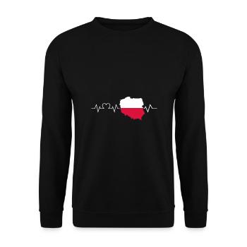 Pole Herzschlag Polen - Unisex Pullover - Schwarz - Vorne - Alina (178cm) & Michal (187cm)