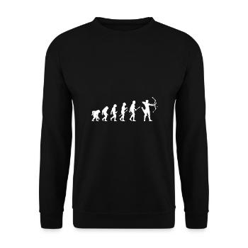 Bogenschütze Evolution Bogenschießen - Unisex Pullover - Schwarz - Vorne - Alina (178cm) & Michal (187cm)