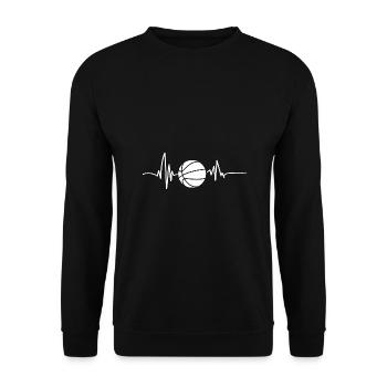 Basketballspieler Herzschlag Basketball - Unisex Pullover - Schwarz - Vorne - Alina (178cm) & Michal (187cm)