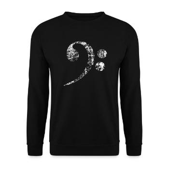 Bassschlüssel. Bass Clef distressed - Unisex Pullover - Schwarz - Vorne - Alina (178cm) & Michal (187cm)