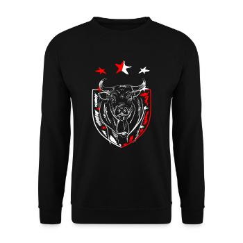 Walliser Vache d'Hérens Design für Vach-Fans - Unisex Pullover - Schwarz - Vorne - Alina (178cm) & Michal (187cm)