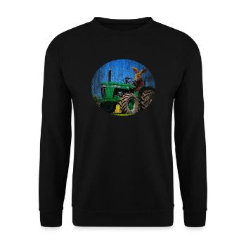 Rabbit on tractor tractor - Unisex Sweatshirt - black - Front - Alina (178cm) & Michal (187cm)