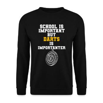 School Is Important But Darts Is Importanter - Unisex Pullover - Schwarz - Vorne - Alina (178cm) & Michal (187cm)