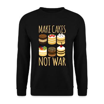 Make Cakes Not War - Unisex Sweatshirt - black - Front - Alina (178cm) & Michal (187cm)