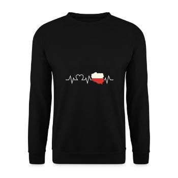 Pole Polnisch Herzschlag Polen - Unisex Pullover - Schwarz - Vorne - Alina (178cm) & Michal (187cm)