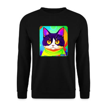 Chat de mauvaise humeur aux couleurs vives - Sweat-shirt Unisexe - noir - Devant - Alina (178cm) & Michal (187cm)