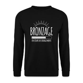 Tan Loading, Été, Vacances, Français - Sweat-shirt Unisexe - noir - Devant - Alina (178cm) & Michal (187cm)