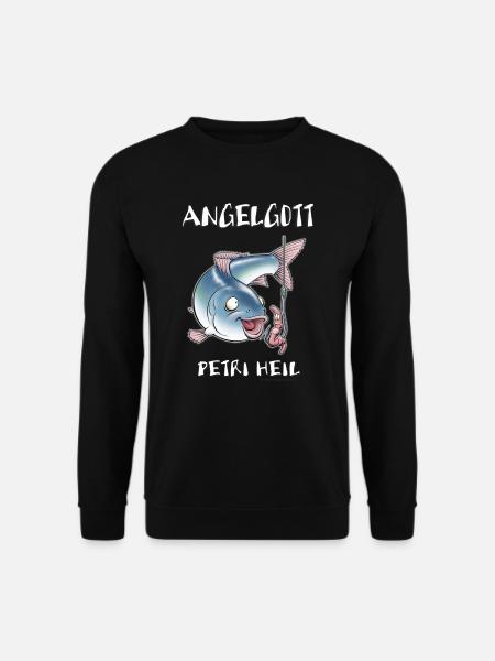 FID - Angelgott - Petri Heil - Fisch mit Wurm an - Unisex Pullover - Schwarz
