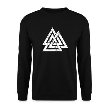 Valknut Vikings Odin sign Wotans knot - Unisex Sweatshirt - black - Front - Alina (178cm) & Michal (187cm)