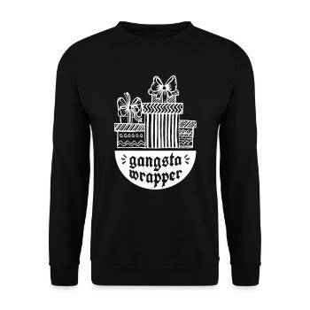 Gangsta Wrapper - Geschenkpapier Verpackung Karton - Unisex Pullover - Schwarz - Vorne - Alina (178cm) & Michal (187cm)