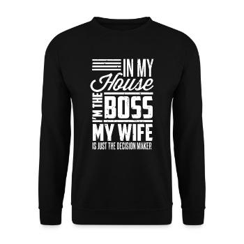 Witziges Zitat - Unisex Pullover - Schwarz - Vorne - Alina (178cm) & Michal (187cm)