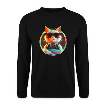 Cat Glasses Turntable DJ Disco Club Headphones - Unisex Sweatshirt - black - Front - Alina (178cm) & Michal (187cm)