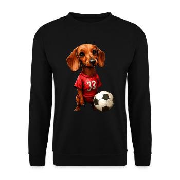 Dackel Fussball rot - Unisex Pullover - Schwarz - Vorne - Alina (178cm) & Michal (187cm)