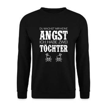MUTTER VATER VON TÖCHTERN MOM DAD SPRÜCHE GESCHENK - Unisex Pullover - Schwarz - Vorne - Alina (178cm) & Michal (187cm)