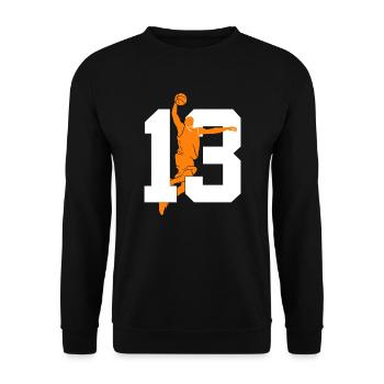 NUMMER 13 BASKETBALL 13. GEBURTSTAG - Unisex Pullover - Schwarz - Vorne - Alina (178cm) & Michal (187cm)