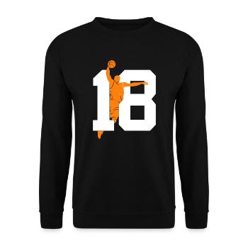 NUMÉRO 18 BASKETBALL 18E ANNIVERSAIRE - Sweat-shirt Unisexe - noir - Devant - Alina (178cm) & Michal (187cm)