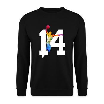 NUMBER 14 BASKETBALL 14TH BIRTHDAY - Unisex Sweatshirt - black - Front - Alina (178cm) & Michal (187cm)