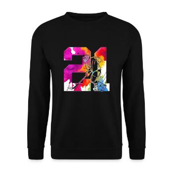 NUMMER 21 EISHOCKEY 21. GEBURTSTAG - Unisex Pullover - Schwarz - Vorne - Alina (178cm) & Michal (187cm)