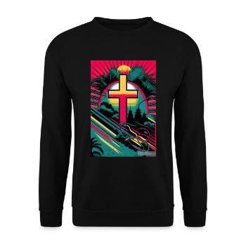 Easter Christianity Gift - Unisex Sweatshirt - black - Front - Alina (178cm) & Michal (187cm)