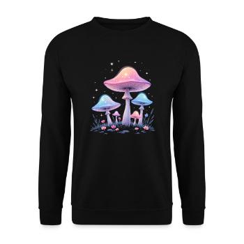 Magic Mushrooms - Mystical Forest Art - Unisex Sweatshirt - black - Front - Alina (178cm) & Michal (187cm)